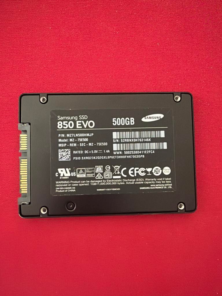 Samsung SSD 850 EVO 500GB - Snelle en Betrouwbare Opslag, Computers en Software, Harde schijven, Zo goed als nieuw, Server, Intern
