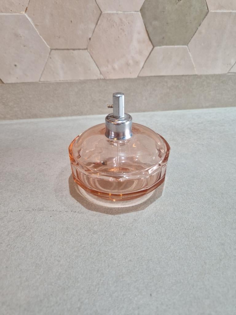 Antiek parfumverstuiver van amberkleurig glas, Ophalen of Verzenden, Zo goed als nieuw