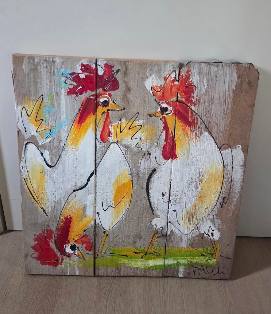 Schilderij Kippen, Antiek en Kunst, Ophalen