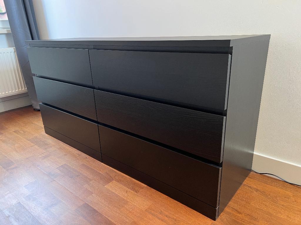 Zwarte ladekast Malm Ikea, Huis en Inrichting, Kasten | Ladekasten, Ophalen, 5 laden of meer, 150 tot 200 cm, Zo goed als nieuw