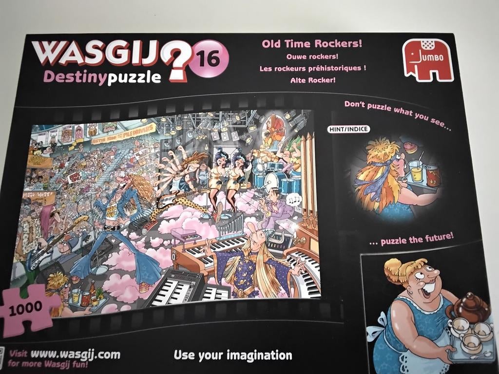 Wasgij Destiny 16 Old Time Rockers puzzel 1000 stukjes, Ophalen of Verzenden, 500 t/m 1500 stukjes, Zo goed als nieuw