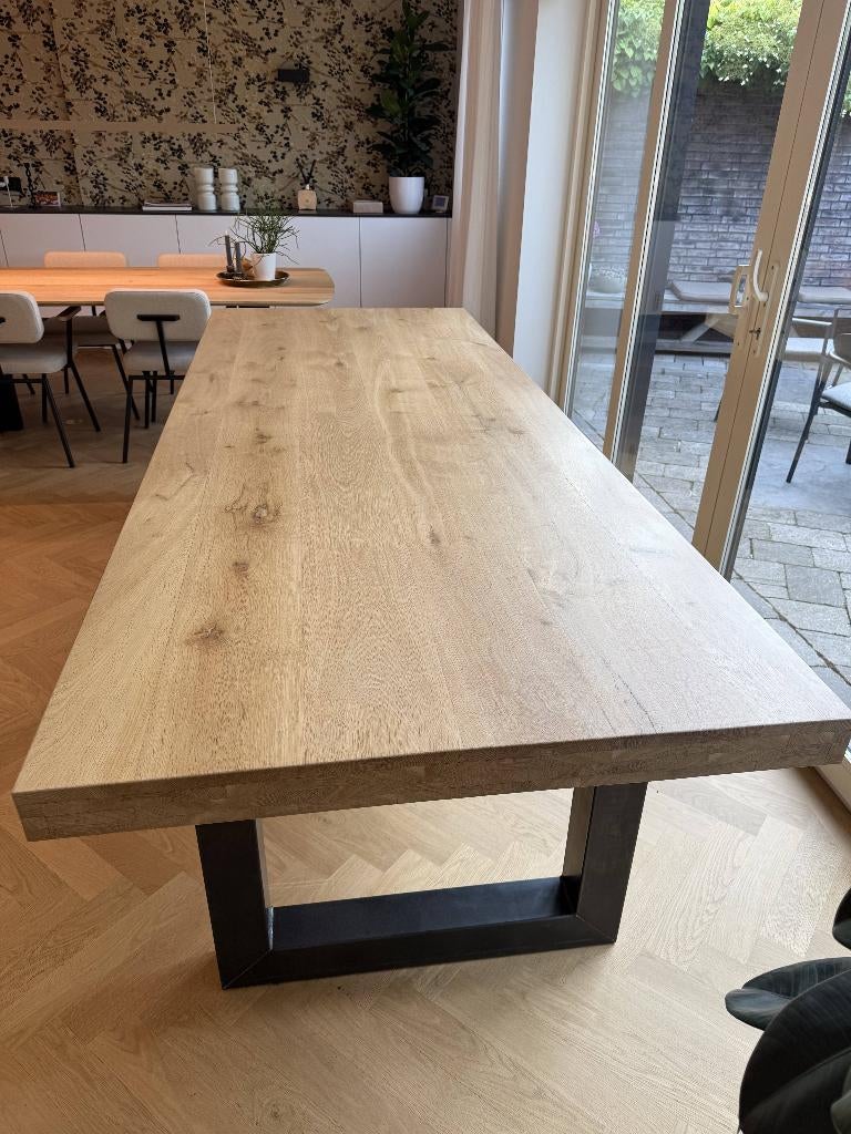 Grote eiken houten tafel, Ophalen, Gebruikt, 100 tot 150 cm, Eikenhout