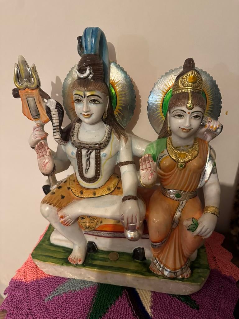 Shiva en Parvati van marmeren, Antiek en Kunst, Kunst | Beelden en Houtsnijwerken, Ophalen of Verzenden