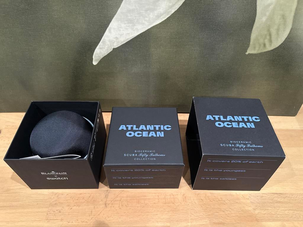 Nieuwe Blancpain x Swatch Scuba Fifty Fathoms Atlantic Ocean, Kunststof, Polshorloge, Nieuw, Ophalen of Verzenden