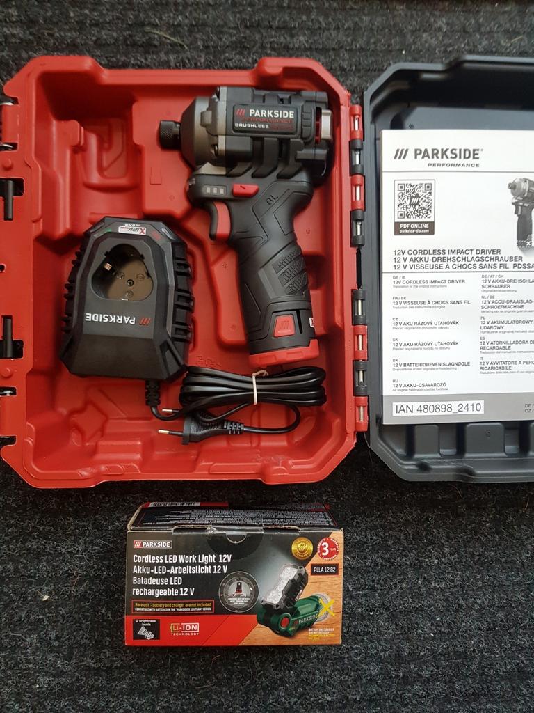 Parkside Performance 12v accu slagschroefmachine en lamp, Doe-het-zelf en Verbouw, Ophalen, Nieuw, Boor- en Schroefmachine, Variabele snelheid