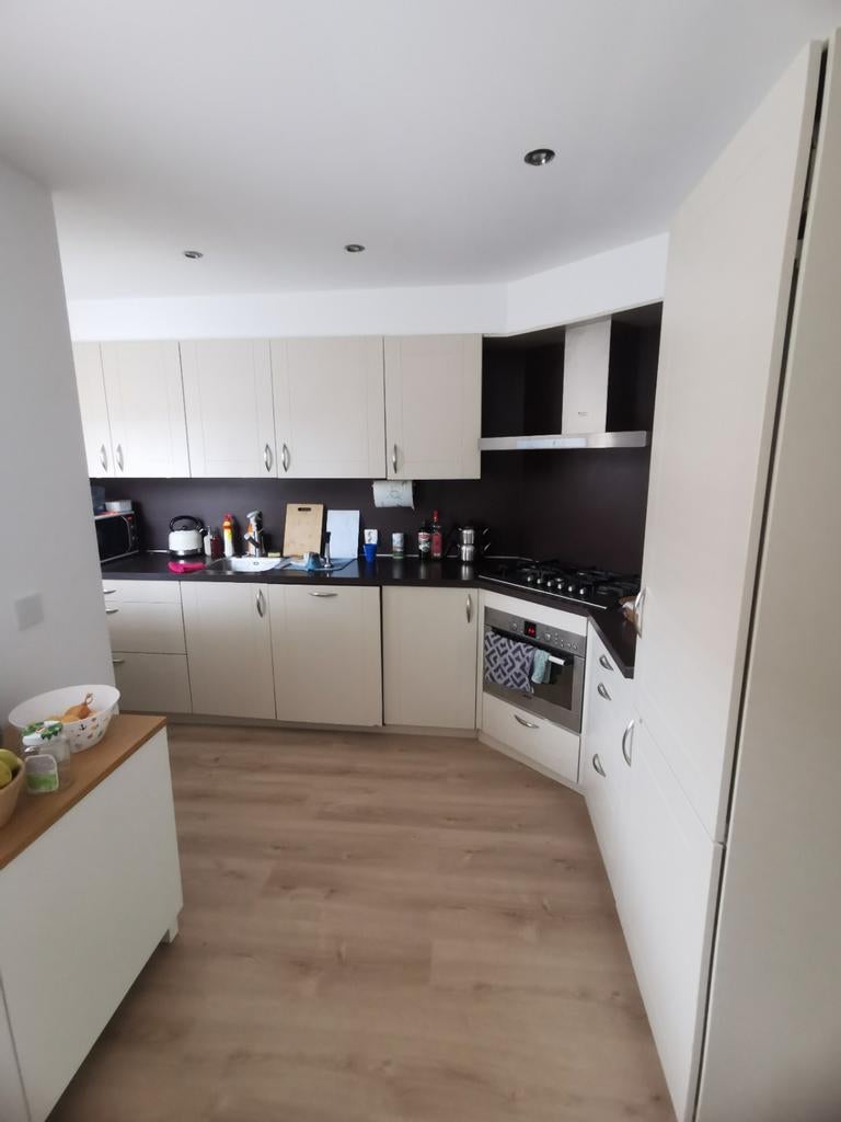 Ouderwetse keuken te koop, inclusief magnetron, 5-pits Hotpo, Gebruikt, Hoekkeuken, Ophalen of Verzenden, Kunststof