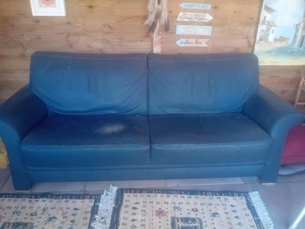 Leren 3-zits bank gratis!, Ophalen, Gebruikt, Driepersoons, Leer