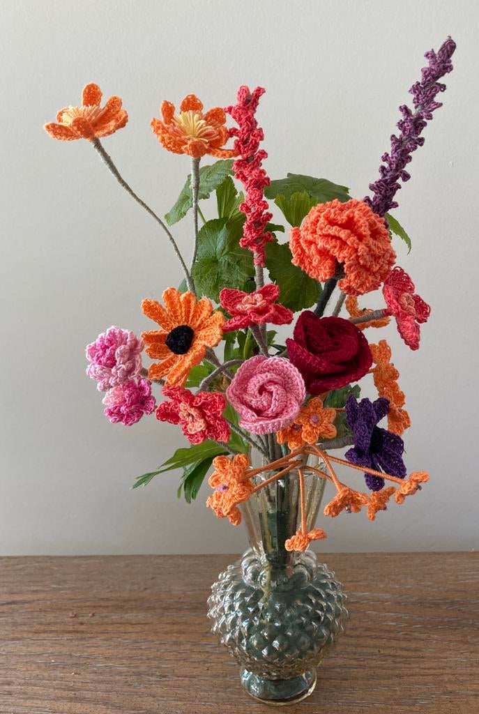 Handgemaakte bloemen - oranje boeket, Verzenden, Nieuw