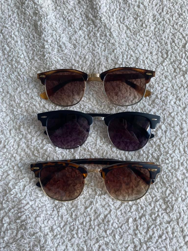 3x zonnebrillen bruin/zwart H&M en C&A, Ophalen of Verzenden, Zo goed als nieuw, Zwart, Overige merken