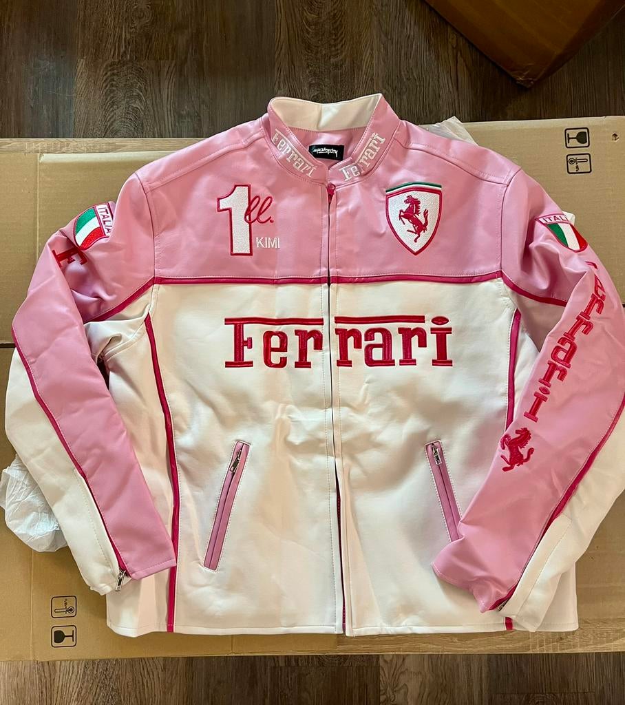 Pink Ferrari Racing Jas (Maat S) Leder Look Edition, Ophalen of Verzenden, Zo goed als nieuw, Maat 46 (S) of kleiner, Roze