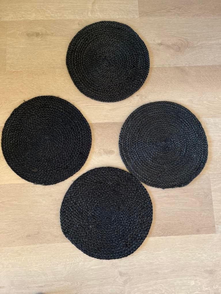 4x H&M Home zwart rieten placemates 35 cm, Ophalen of Verzenden, Nieuw, Overig