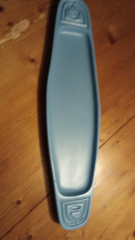 Blauwe langwerpige houten schaal 51 cm, Ophalen of Verzenden