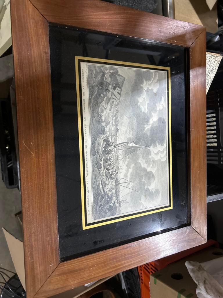 Gravure overstroming Kampen 1775, Ingelijst, Ophalen of Verzenden, Gravure, Landschap