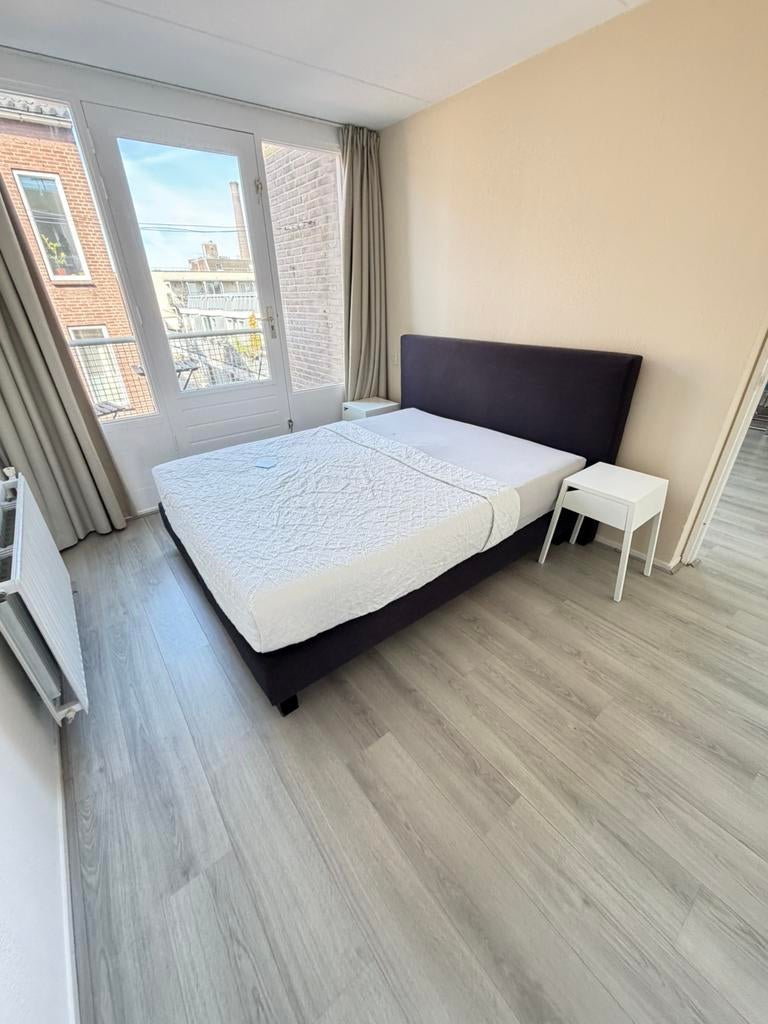 Bed boxspring 1,60 x 2,00 donkergrijs, Ophalen, Gebruikt, Tweepersoons, 160 cm