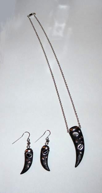 Oorbellen set 925 zilver edelstenen haaientand Gothic Punk, Hangers, Ophalen of Verzenden, Zo goed als nieuw, Met edelsteen