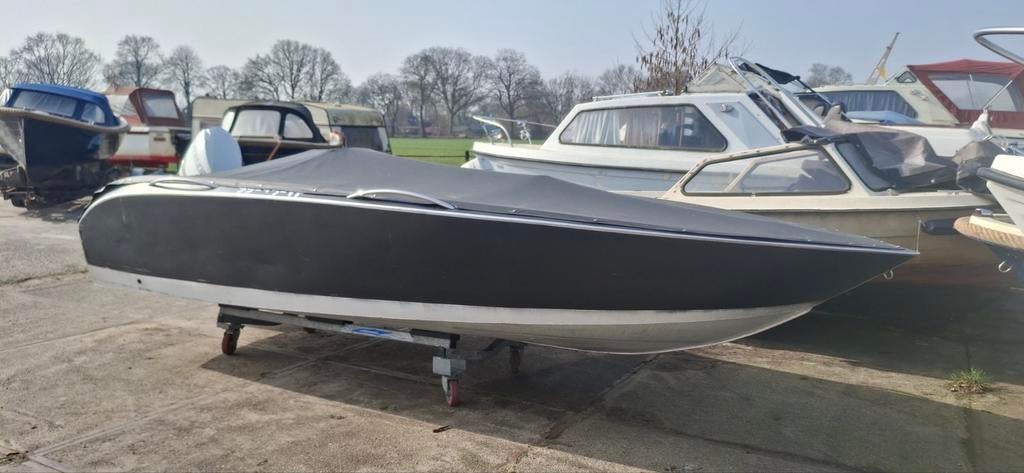 Aluminium console speedboot 90 pk e tec PIACCIO 510 zonnedek, Gebruikt, Aluminium, Ophalen, 70 pk of meer