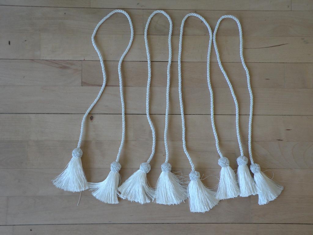Embrasses, gordijnkoorden. 4 Stuks. Wit. Ook per 2., Wit, Zo goed als nieuw, Minder dan 100 cm, 50 tot 100 cm