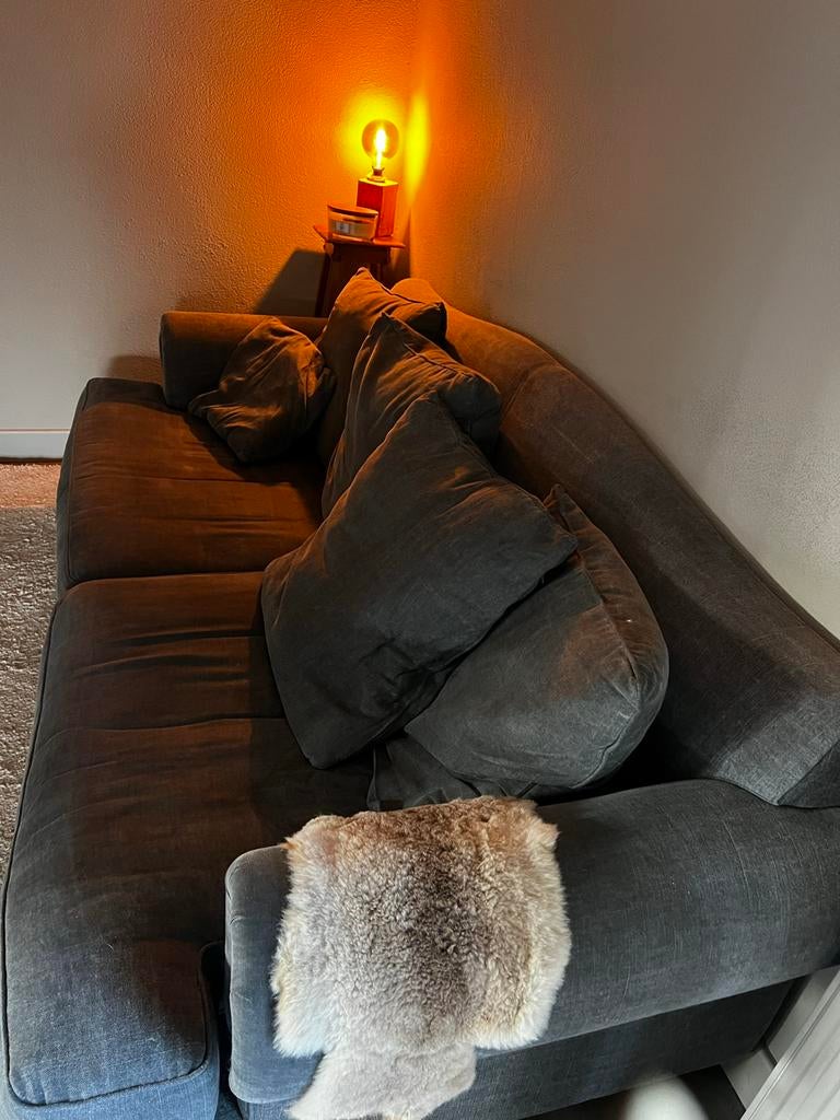 Mooie grijze 3-zitsbank in Hoffz stijl, Huis en Inrichting, Gebruikt, Driepersoons, 75 tot 100 cm, Ophalen of Verzenden