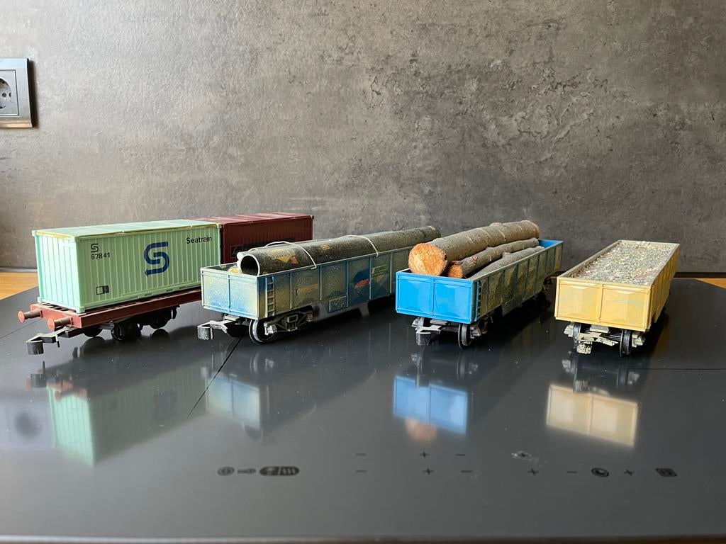 Twintig wagons spoor 0 van ATLAS - RIVAROSSI - HORNBY, Hobby en Vrije tijd, Modeltreinen | Overige schalen, Overige merken, Gebruikt