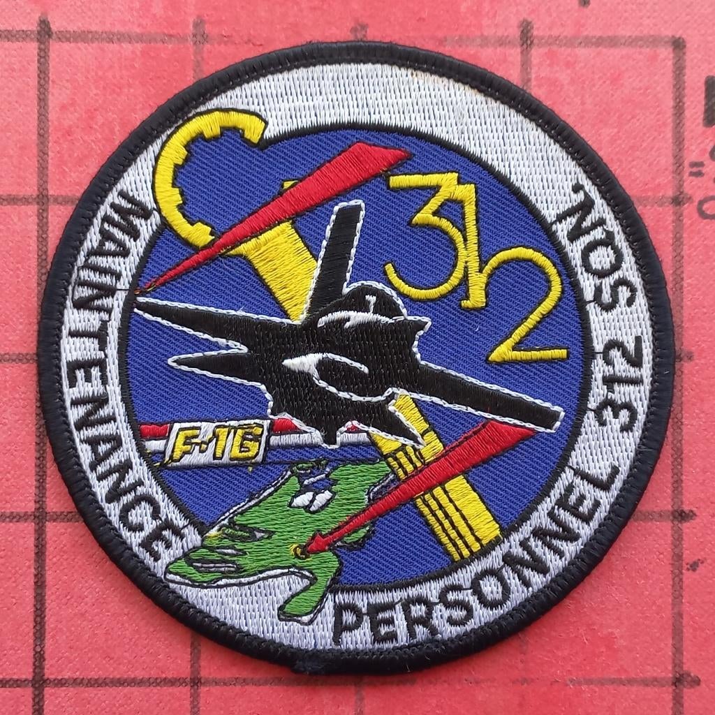 KLU PATCH EMBLEEM VOLKEL F-16 TD 312 SQN, GELE VERSIE, Verzenden, Luchtmacht, Nederland, Embleem of Badge