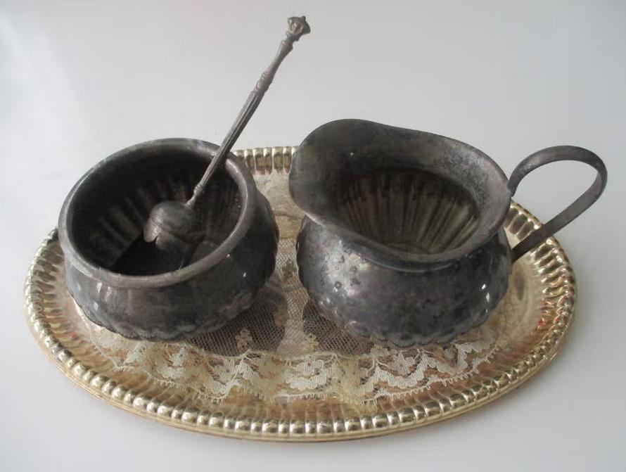 Koffiestel, zilver of verzilverd, Antiek en Kunst, Curiosa en Brocante, Verzenden