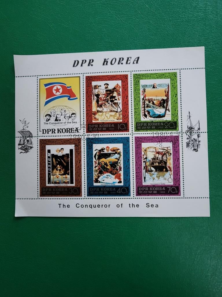Noord-Koreaanse postzegels "The Conqueror of the Sea", Postzegels en Munten, Postzegels | Azië, Postfris, Oost-Azië, Ophalen of Verzenden