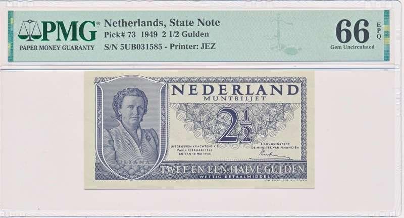 Nederland 2,5 Gulden 1949 Juliana PMG66