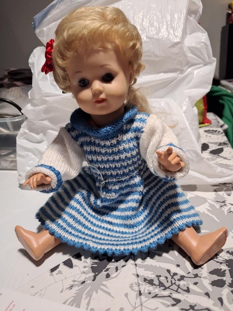 Oude Pop Met Elastiek. Germany. 40 Cm., Verzamelen, Poppen, Ophalen of Verzenden, Pop