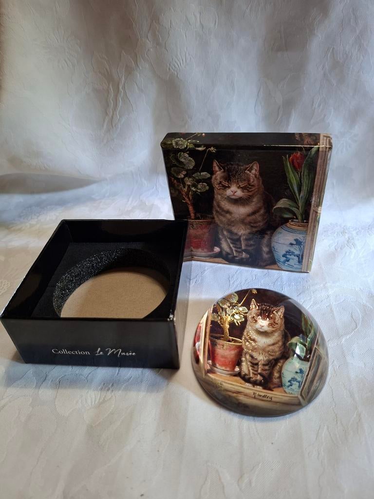 Press papier in doosje ,afbeelding poes 10 cm, Verzenden