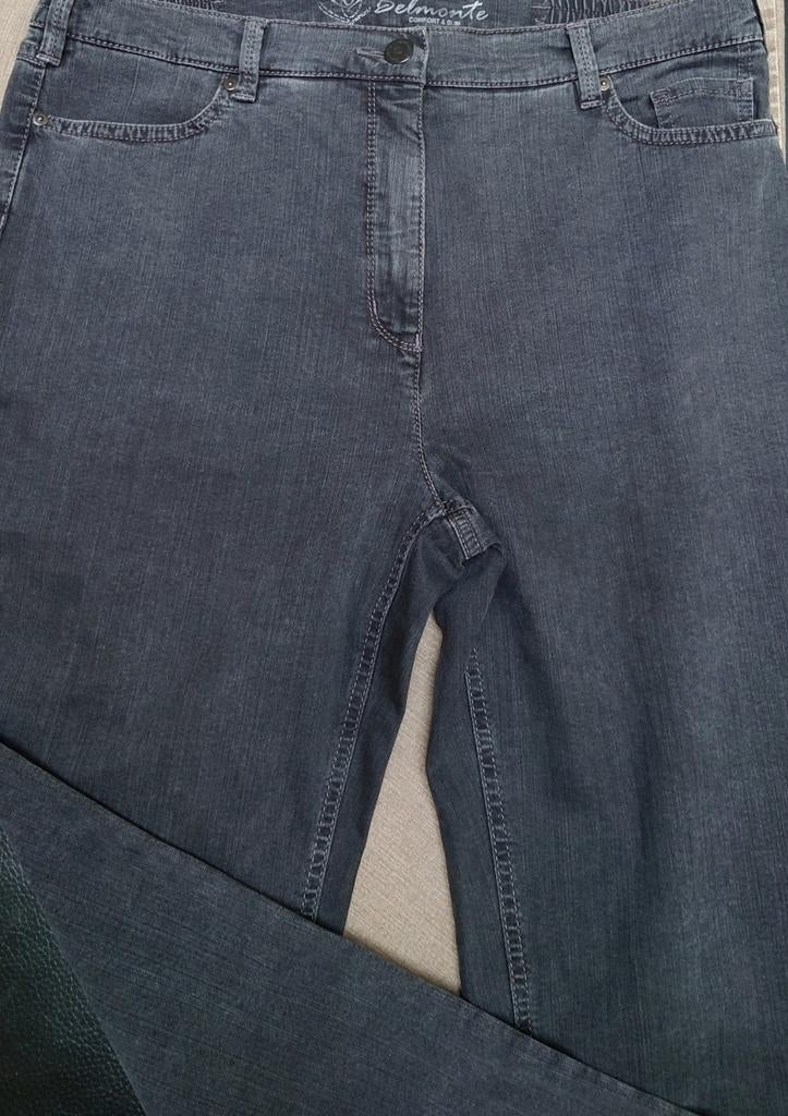 Dames spijkerbroek grijs mt 44 K merk Belmonte, Ophalen of Verzenden, W33 - W36 (confectie 42/44), Grijs, Gedragen