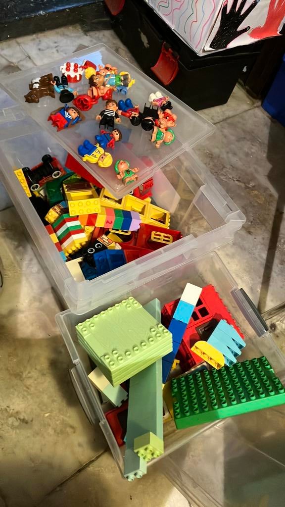 Lego duplo veel verschillende autos, figuren en bouwdelen, Ophalen of Verzenden, Zo goed als nieuw, Duplo
