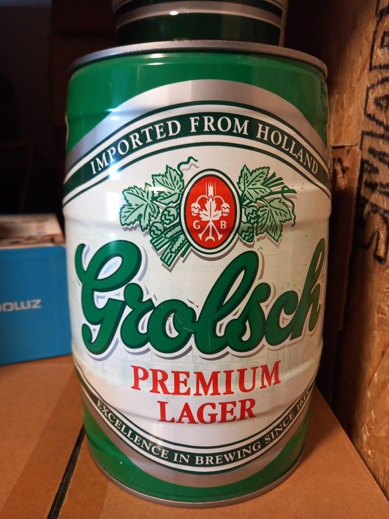 Grolsch Premium Lager 5 liter Bier Blik Vaatje (leeg) 01, Ophalen of Verzenden, Flesje(s), Grolsch