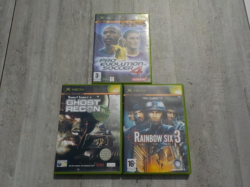 3 Xbox Original games Rainbow Six 3 Ghost Recon PES 4, Shooter, 1 speler, Ophalen of Verzenden, Zo goed als nieuw
