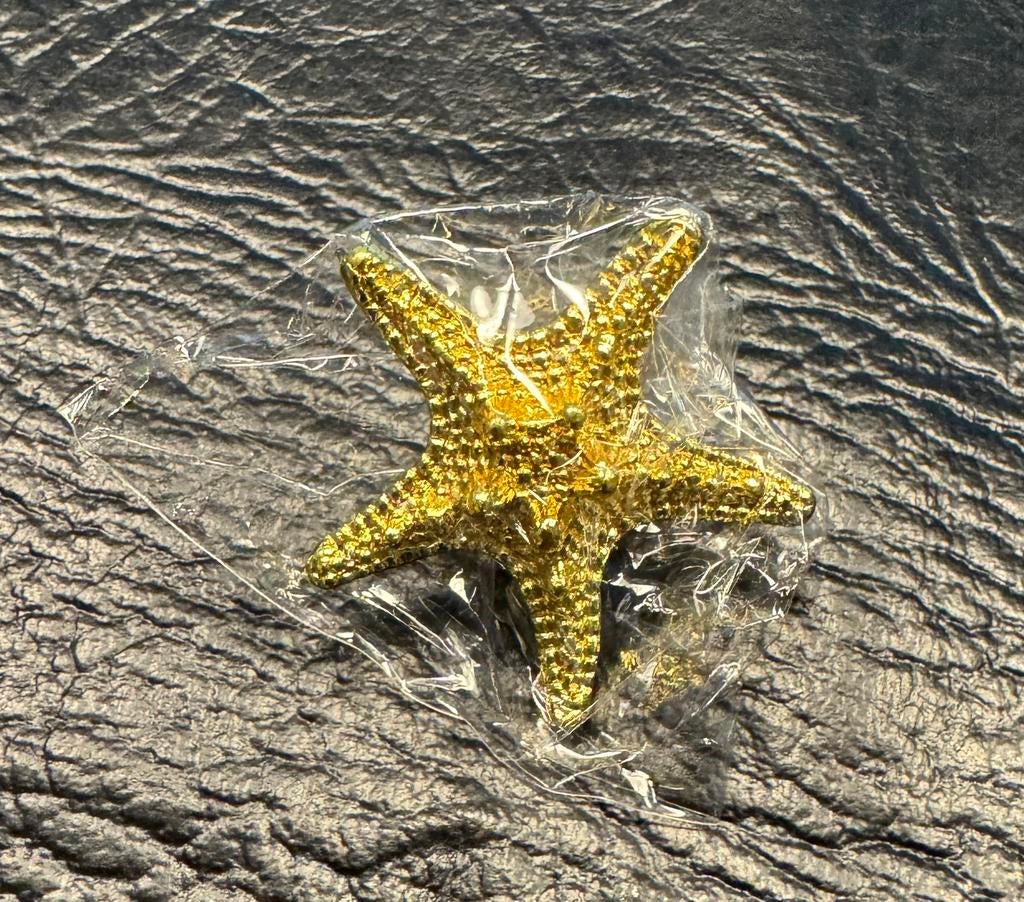 Nieuw gouden Zeester knop voor la of deurtje handgreep 5 cm, Ophalen of Verzenden, Nieuw, Overige materialen, Klink of Kruk