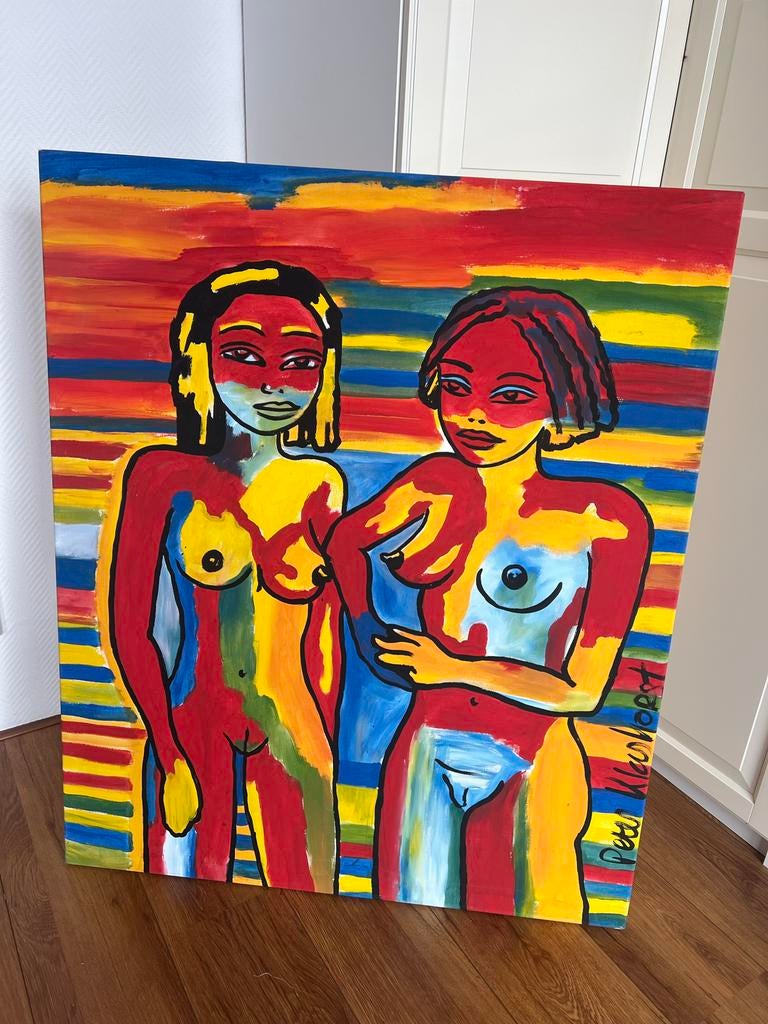 Kleurrijk schilderij van twee vrouwen/ Peter Klashorst, Ophalen