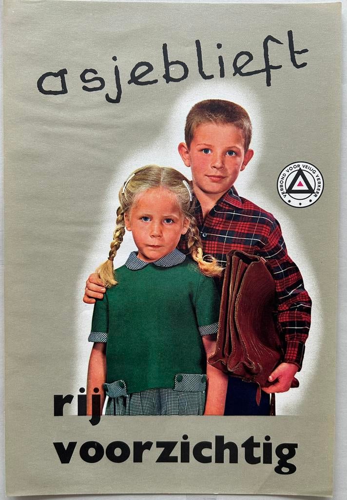 Origineel affiche Verbond voor veilig Verkeer uit 1969., Verzamelen, Posters, Rechthoekig Staand, Ophalen of Verzenden, Zo goed als nieuw