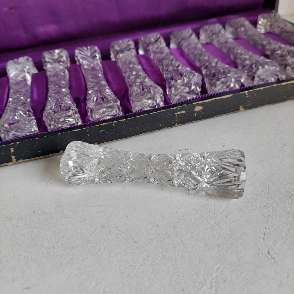 Lucky Vintage antieke kristallen messenleggers Rotterdam, Ophalen of Verzenden