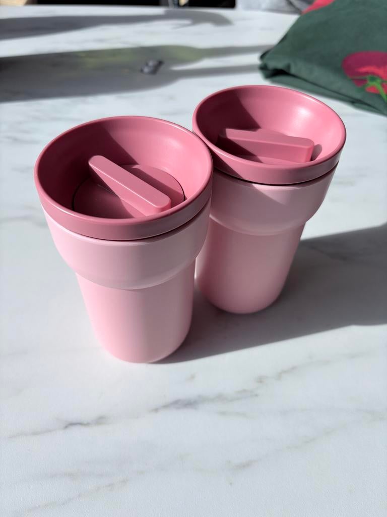2x Mepal Ellipse Nordic Pink Koffiebeker To Go, Ophalen of Verzenden, Zo goed als nieuw