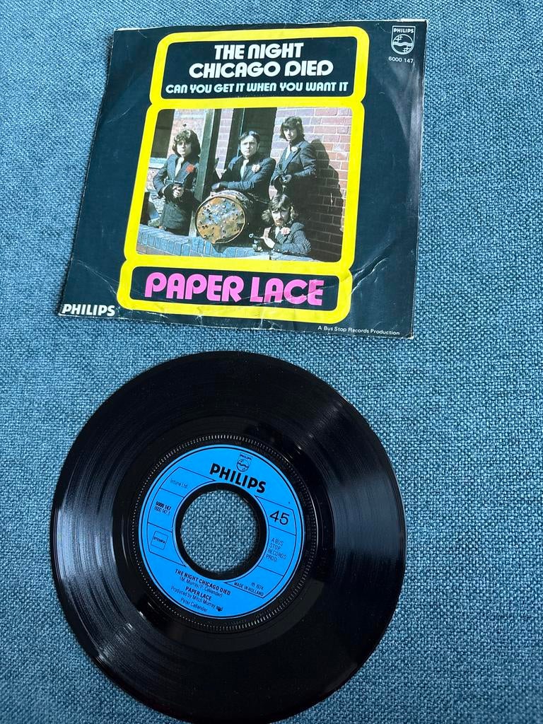 Paper Lace - The Night Chicago Died vinyl single, Cd's en Dvd's, Vinyl Singles, Gebruikt, 7 inch, Single, Ophalen of Verzenden