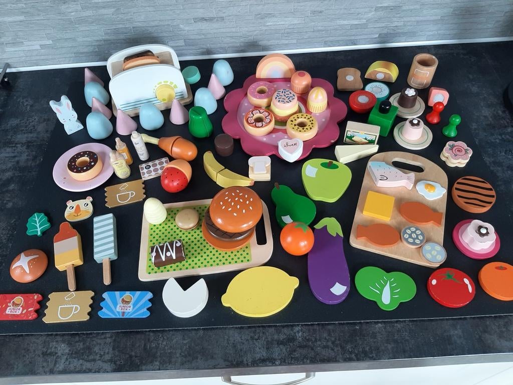 Veel houten spulletjes voor kinderkeuken oa.broodrooster enz, Ophalen of Verzenden, Gebruikt, Hout, Speelkeuken-accessoire