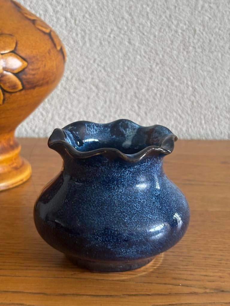 Handgemaakt Fat Lava Mini Vaasje - Kobaltblauw, Ophalen of Verzenden