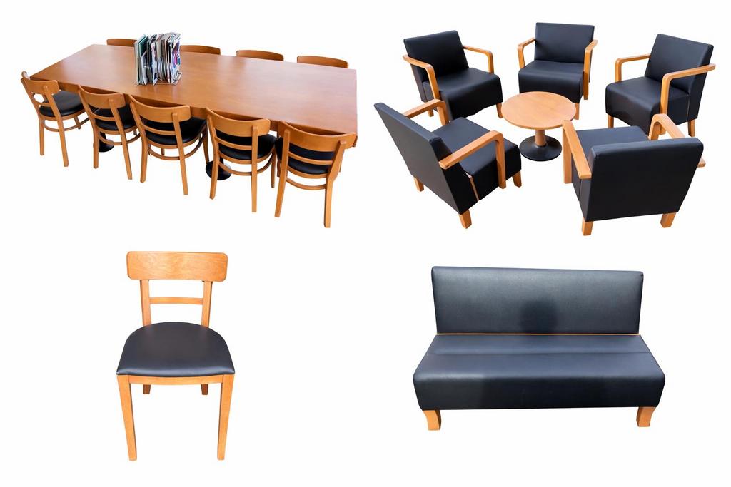 Complete Hutten meubelset: tafel, stoelen, fauteuils, banken, Ophalen