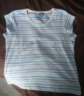 Shirt maat l lila/l blauw/ecru gestreept, Maat 38/40 (M), Paars, Ophalen of Verzenden, Korte mouw