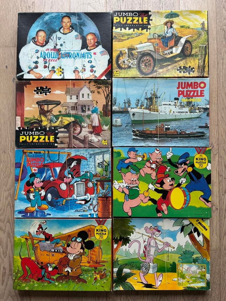 Jumbo en King puzzels - oldtimer, Mickey Mouse, etc., Hobby en Vrije tijd, Denksport en Puzzels, Ophalen of Verzenden, 500 t/m 1500 stukjes