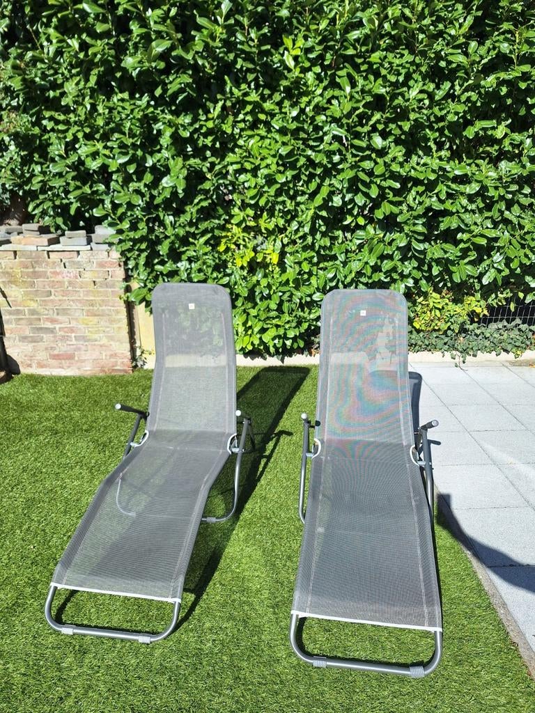 Twee verstelbare ligbedden, Ophalen of Verzenden, Aluminium, Verstelbaar