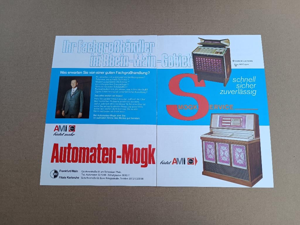 Reclame: Rowe-AMi CMM4/ MM6 (1971) jukebox, Verzamelen, Automaten | Jukeboxen, Verzenden, Gebruikt, 1950 tot 1960, Seeburg