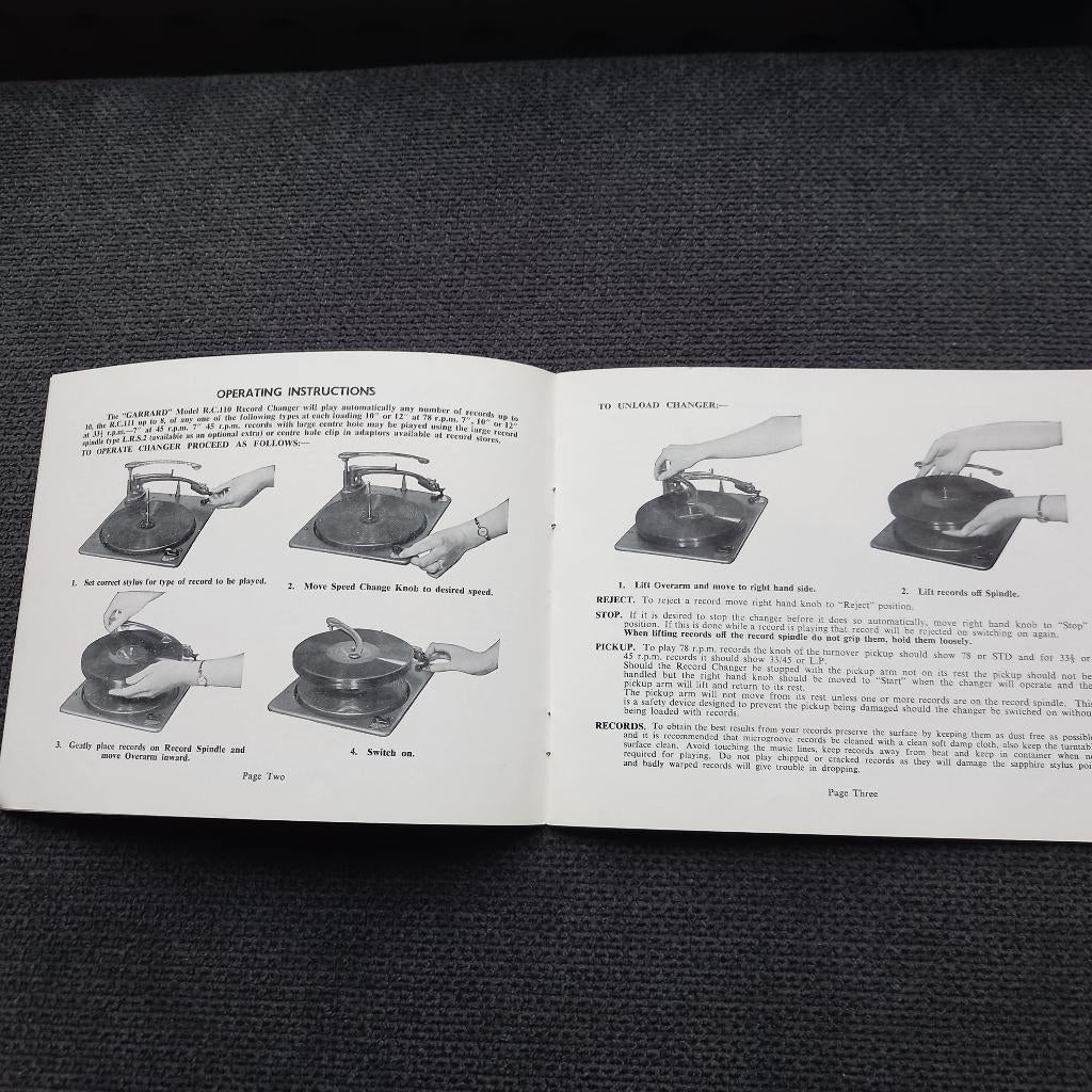 Garrard RC110 RC111 platenspeler sjabloon gebruiksaanwijzing, Ophalen of Verzenden, Zo goed als nieuw, Overige merken