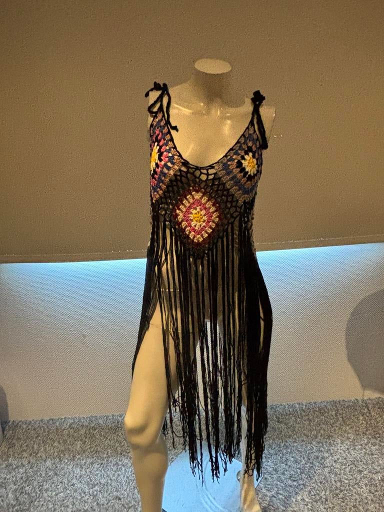 Top met lange franjes maat m, Maat 38/40 (M), Zwart, Ophalen of Verzenden, Zo goed als nieuw