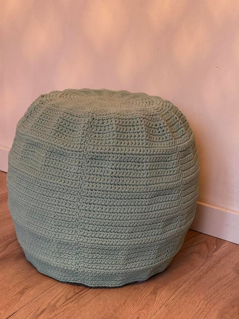 Poef mint groen, Ophalen, Zo goed als nieuw, Rond