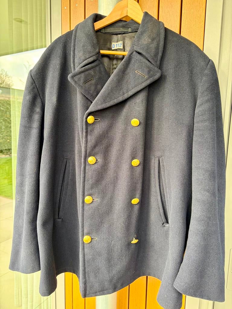 Korte wollen peacoat met dubbele rij knopen (Karlskrona), Ophalen of Verzenden, Gedragen, Maat 52/54 (L), Blauw